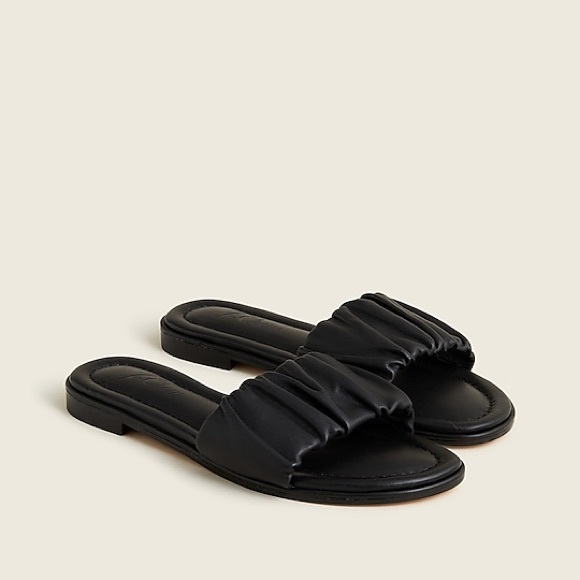 NWT J. Crew Menorca scrunchie-strap slides in leather Size 8